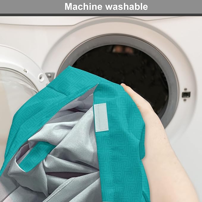 Lunarable Abstract Dog Crate Cover, Classic Monochrome Design Meander Greek Motif Repetition Illustration, Easy to Use Pet Kennel Cover for Small Dogs Puppies Kittens, 18 Inch, Teal and Dark Turquoise