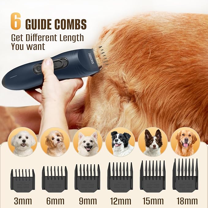 Dog Clippers for Grooming, Dog Shaver Clippers Kit Low Noise, Rechargeable Cordless Electric Trimmer Quiet Hair Clippers Set for Dogs Cats Pets