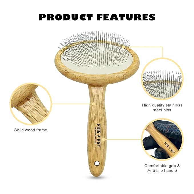 Der Meister Slicker Brush Pet Hair Remover, Gently Cleaning Pin Brush Deshedding Tool Easy to Remove Loose Undercoat, Remove Loose Hair, Fur, Undercoat, Mats, Tangle, Knots (Medium)