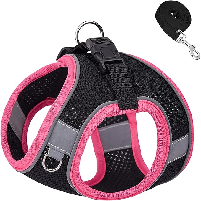 Dog Harness and Leash Set No Pull Step in Dog Harness with Reflective Bands Escape Proof Mesh Dog Vest Harness Leash with ID Tag