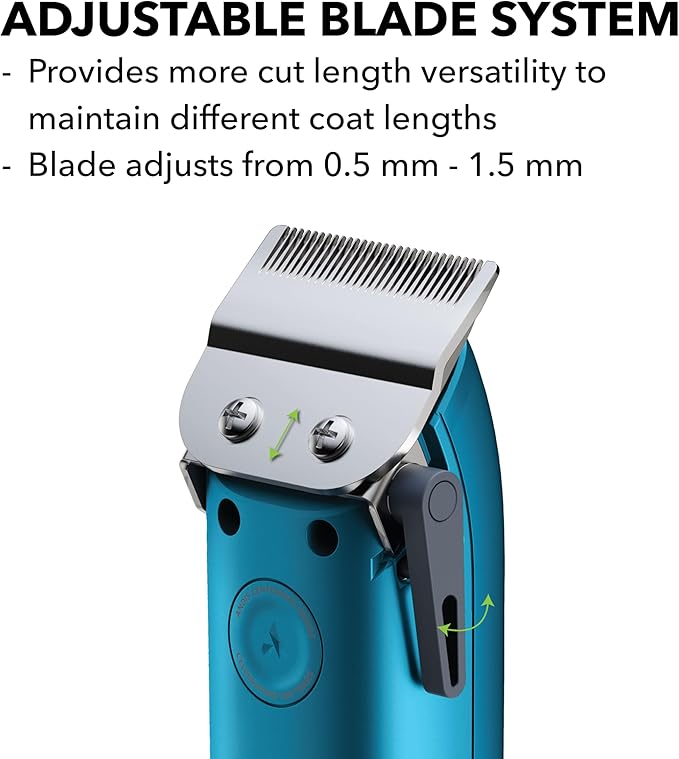 Andis Easy Clip Adjustable Blade Corded Dog Clipper, 11 Piece Kit, Lightweight, Powerful Motor, Blue, 560814