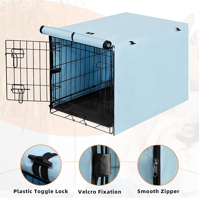 X-ZONE PET Double Door Dog Crate Cover - Polyester Pet Kennel Cover Fits 48 inches Wire Dog Cage Blue