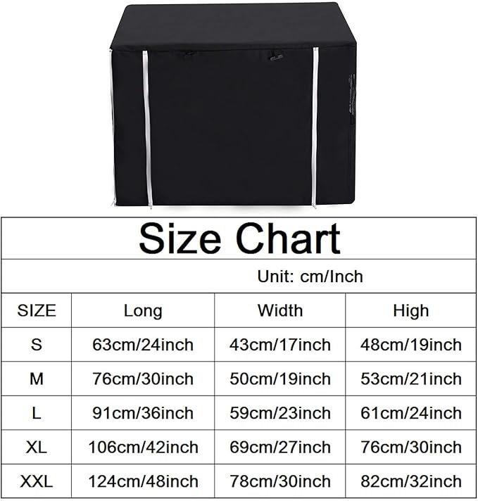 Dog Crate Cover for Wire Crates Kennel 2 Doors Heavy Duty Waterproof Windproof Soundproof Pet Cage Cover Home Decoration - Cover only - Black - Fits 42 Inch Crates