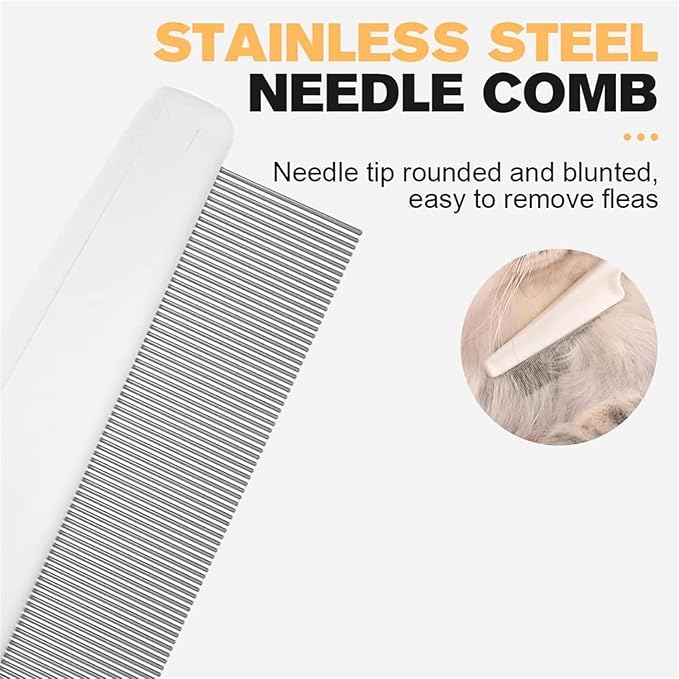 Multifunctional Pet Comb, Tear Stain Removal Comb, Pet Grooming Brush Fine Tooth Stainless Grooming Kit for Small Dogs Puppies