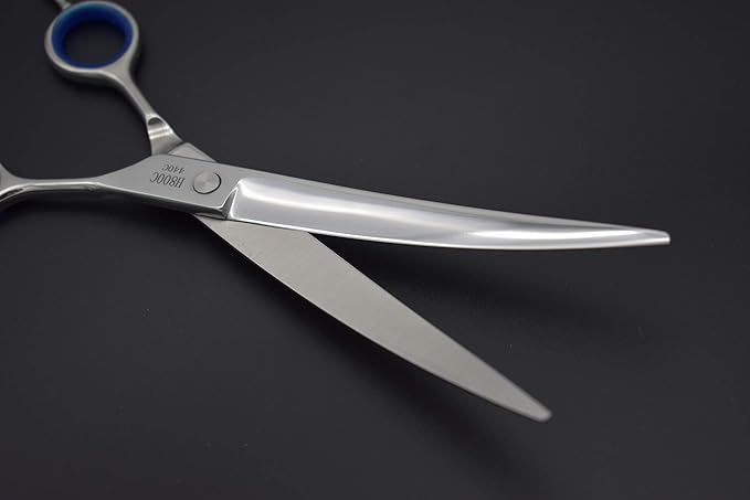 Professional Dog/Pet Grooming Shear Scissors 8.0" Stainless Steel 440C Japanese Process (8.0" Curved Blue Diamond)