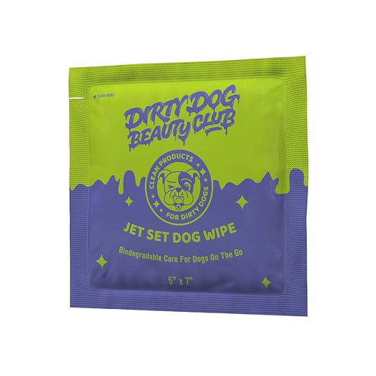 Dirty Dog Beauty Club - Jet Set Dog Wipes - Thick, Gentle, Biodegradable, Chemical Free, Alcohol Free, Soothing with Calendula and Aloe Vera - (30 Count), Unscented