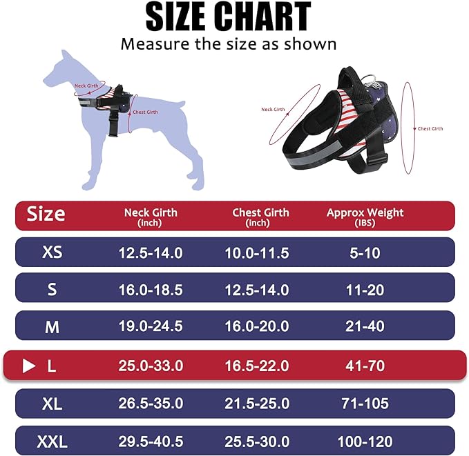 Bolux Dog Harness, No-Pull Reflective Dog Vest, Breathable Adjustable Pet Harness with Handle for Outdoor Walking - No More Pulling, Tugging or Choking (Flag, Medium)