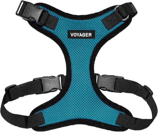 Voyager Step-in Lock Pet Harness - All Weather Mesh, Adjustable Step in Harness for Cats and Dogs by Best Pet Supplies - Turquoise/Black Trim, M
