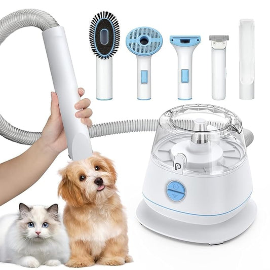 Pet Grooming Vacuum, Pet Hair Vacuum with 5 Pet Grooming Tools,Use Conical 360-degree Air Intake, Metal Mesh Design Not Easy to Block, Low Noise for Shedding Pet Hair