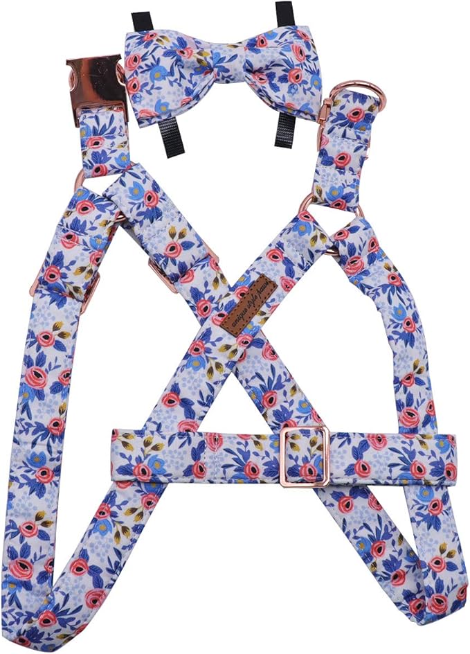 Unique style paws Dog Harness Adjustable Harnesses Durable Hardware with Comfortable Bowtie for Small Medium Large Dogs