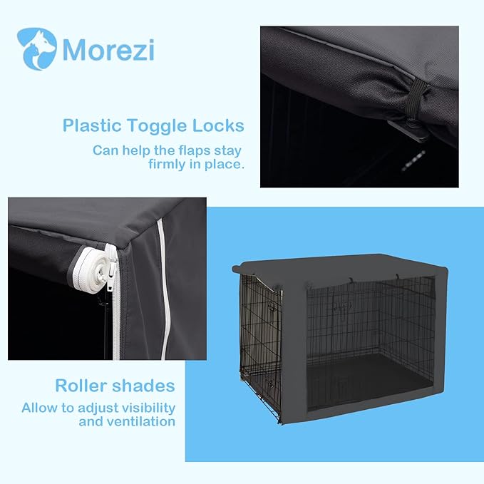 Dog Crate Cover for Wire Crates Kennel 2 Doors Heavy Duty Waterproof Windproof Soundproof Pet Cage Cover Home Decoration - Cover only - Dark Grey - Fits 42 Inch Crates