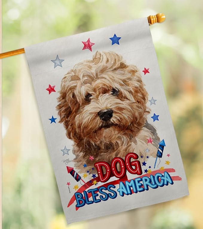 Breeze Decor Patriotic Shaggy Havanese House Flag 2 pcs Pack Dog Puppy Spoiled Paw Canine Fur Pet Nature Farm Animal Creature Banner Small Garden Yard Gift Double-Sided, Made in USA
