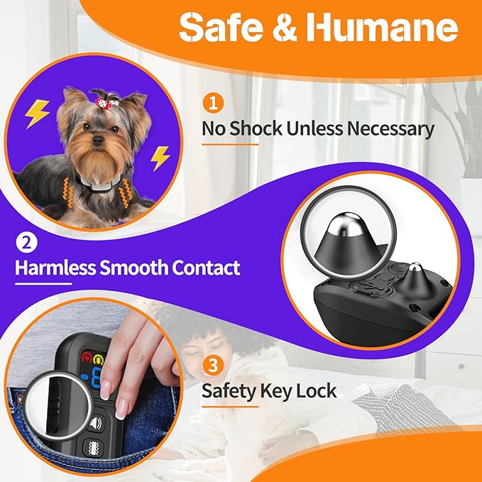 Smallest & Lightest Training Collar for Small Dogs 5-15lbs, with Shock, Vibration, Sound 3 Modes, Rechargeable, 23 Adjustable Levels (Beige)
