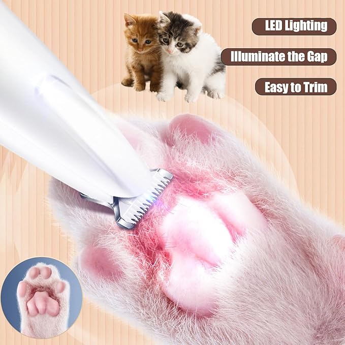 Dog Paw Trimmer,2025 Upgrades Dog Paw Trimmer with LED Light,18 mm Widen Blade, 35 dB Low Noise,Rechargeable Pet Electric Hair Clipper for Dogs and Cats(1pc)