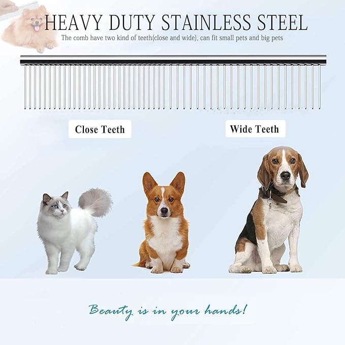 YL TRD Dog Grooming Scissors Kit Hair Cutting Set, 5Pcs Pet trimmer kit, Dog Shears for Grooming, Thinning Shears, Curved Scissors, Grooming Comb for Dogs Rabbits Cats Grooming Tools (Round headed)