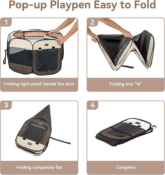 A4Pet Portable Foldable Pet Playpen, Dog Playpen Indoor/Outdoor - Ideal for Dogs, Cats, Rabbits - Removable Zipper & Collapsible Travel Bowl