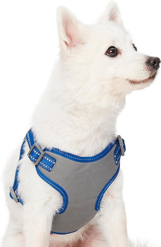 Blueberry Pet Essentials Pastel Color Reflective Dog Harness Vest, Chest Girth 17.5" - 21", Navy, Small, Adjustable Harnesses for Dogs