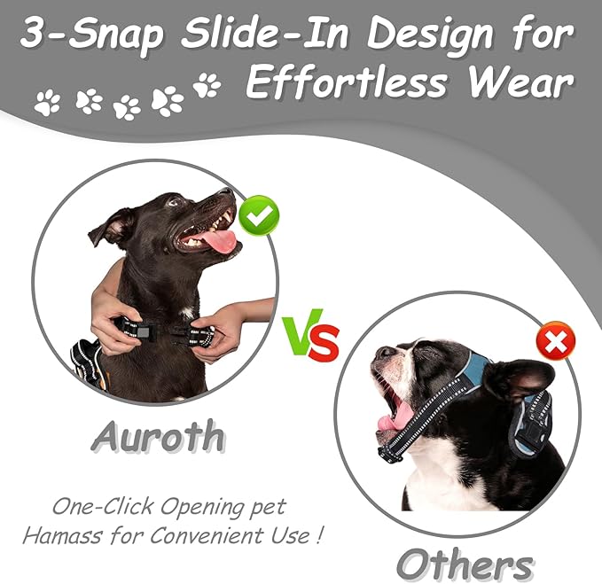 AUROTH Dog Harness for Large Dogs, Dog Vest Harness Large Size Dog, Large Dog Harness, No Pull Dog Harness for Large Dogs with Handle, XL Dog Harness, Grey XL