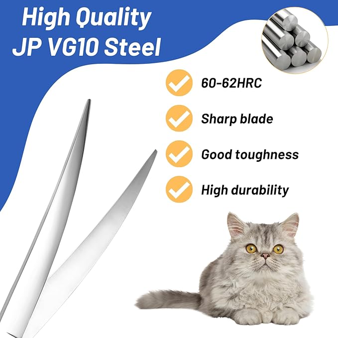 9inch Curved Dog Grooming Scissors Professional,VG10 Steel Dog Scissors for Grooming,30 Degree Bend,Sharp Blade with CNC Screw and Round Blunt Tip,Pet Grooming Shears for Dogs Cats at Home and Groomer