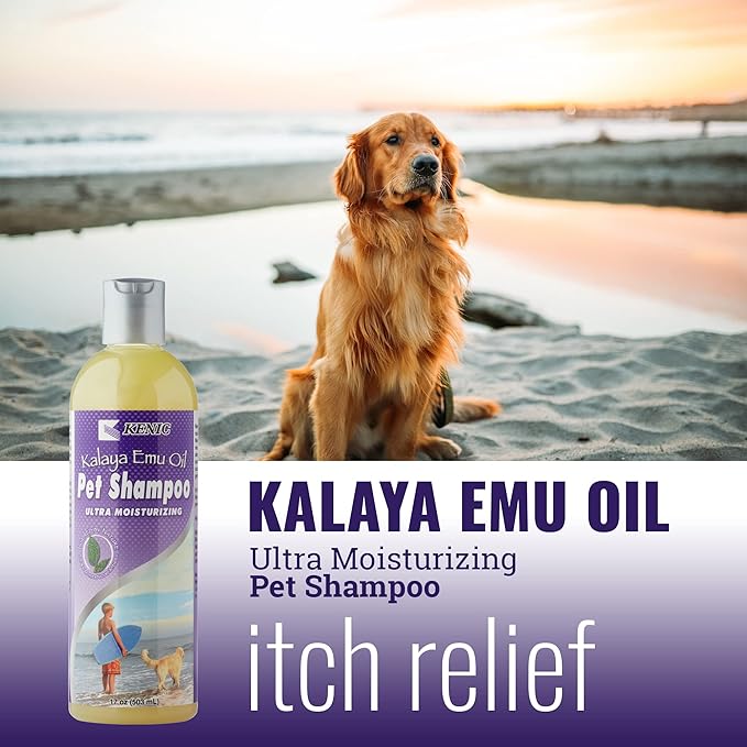 Kenic Kalaya Premium Moisturizing & Restorative Emu Oil Dog Shampoo, Repairs and Restores Skin & Hair, Soap & Paraben Free, Made in USA, for Dogs, Puppies & Cats