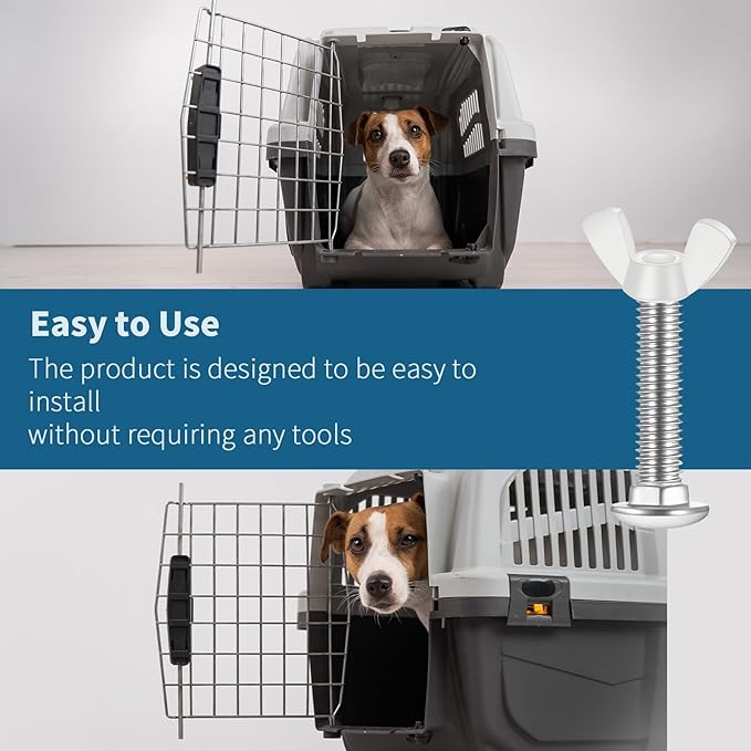 Therwen 20 Set M6 Pet Carrier Fasteners Set Dog Kennel Replacement Screws and Bolts Butterfly Nuts Dog Kennel Bolts Hardware Replacement Kit for Pet Carrier (White)