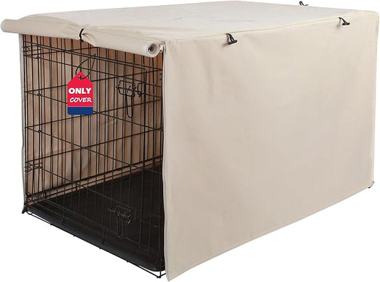 Deblue Heavy-Duty Dog Crate Cover, Privacy Pet Kennel Cover Universal Fits for 48 Inches Wire Cage, Polyester Crate Cover Fit for 1 2 3 Doors Crate (Tan)
