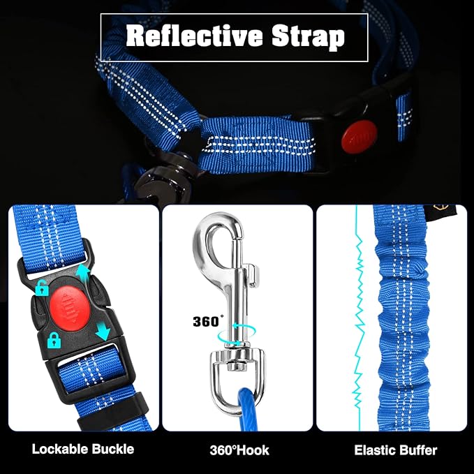Chew Proof Dog Car Seat Belt, 2 in 1 Steel Cable Dog Car Accessories Headrest Restraint Dog Car Seatbelt for Medium Large Dogs Chewer Heavy Duty Dog Seatbelts for Cars Swivel Attach
