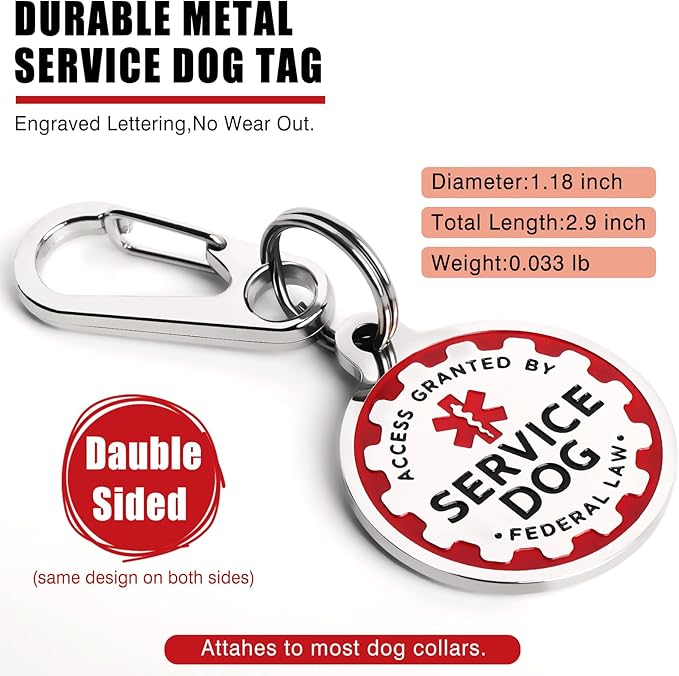 Service Dog Vest Harness+ID Tag+10 Patches,Metal Serivce Dog Tag&Reflective Emotional Support Dog Vest with Handle for Small Dogs,Easy Put On/Off for Training/Walking/Everyday Red S