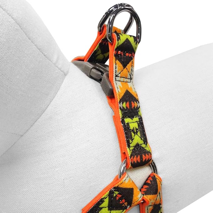 Blueberry Pet 2 Colors Soft & Comfy Step-in Southwestern Vintage Tribal Print Padded Dog Harness, Chest Girth 15.5" - 19.5", Extravagant Orange, XS/S, Adjustable Harnesses for Dogs