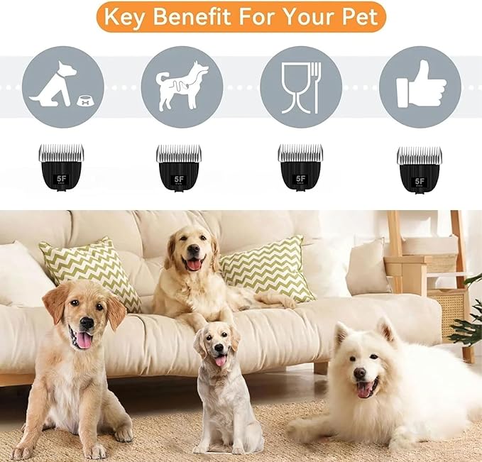 Replacement Blade for nebot P1 Pro Pet Grooming Kit & Vacuum,Size-5F Cut Length 1/4”(6.3mm),2 Pack
