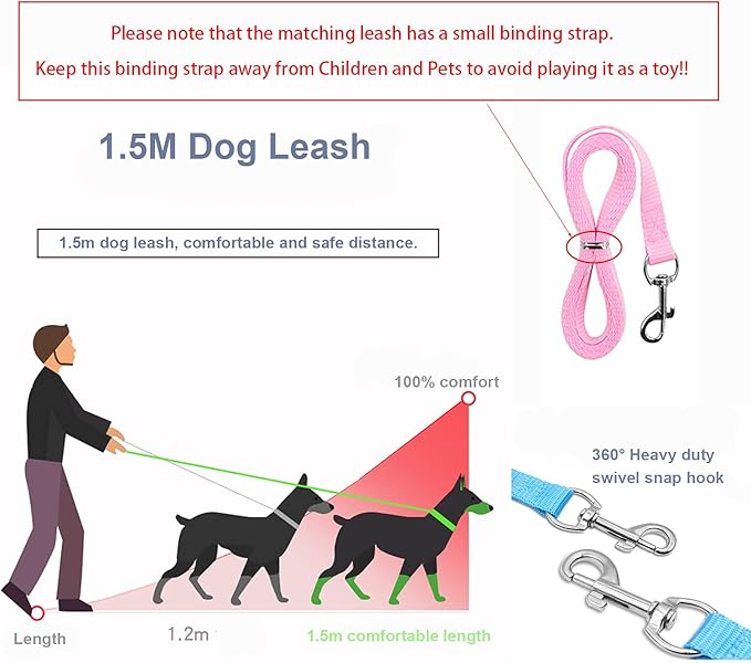 leconpet Dog Harness and Leash Set, Reflective Step in Harness Vest Set-Hook and Loop Fasteners and Buckle Design Combined with Double D Ring on The Back and Chest Ring (Grey, L)