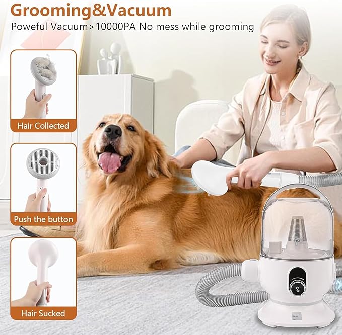 Pet Grooming Vacuum,Pet Grooming Kit & Vacuum Suction 99% Pet Hair,Dog Vacuum for Shedding Grooming,Pet Grooming Vacuum for Dogs&Cats,5 in-1 Pet Grooming Kit,Dog Hair Remover