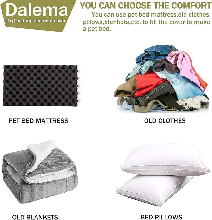 Dog Bed Cover 44Lx32Wx4H Inch.Waterproof Heavy Duty Durable Oxford Dog Bed Replacement Covers with Zipper.Washable Removable Pet Bed Mattress Protector Cover.Grayish Green,Cover Only.