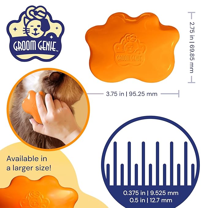 Small 4" Dog Pet Hair Massaging Brush Grooming Tool for Cats Dogs Long or Short Hair Tangerine Orange
