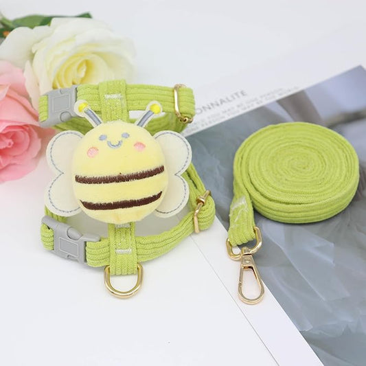 Leashes Set Pet Walking Training Pet Summer Set Adjustable for Small Medium Large Dogs Cute Dog Harness Puppy Harness Soft Small Dog Vest for Girl Easy Control Dog Vest Harness Bee（Green,L）