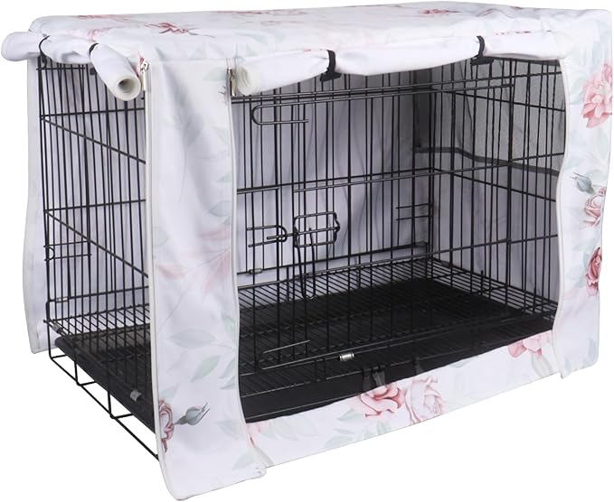 Pethiy Dog Crate Cover Durable Polyester Pet Kennel Cover Universal Fit for Wire Dog Crate - Fits Most 48 inch Dog Crates - Cover only-Flower-48