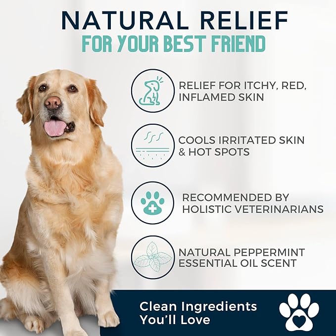 Organic Dog Shampoo, Cooling Peppermint Tea Tree Dog Shampoo for Skin Conditions and Hot Spot - 16 oz