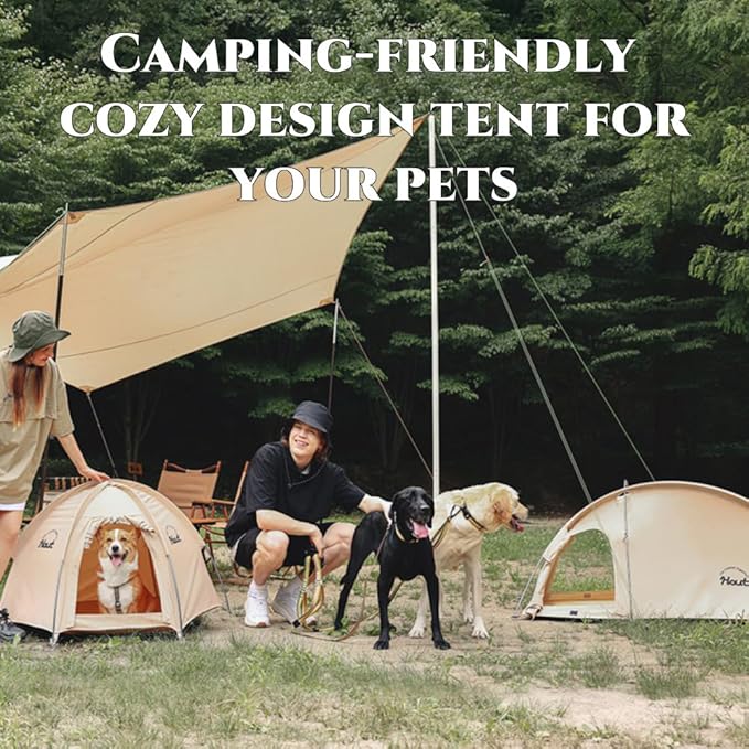 Pet Tent with Dual Windows, Waterproof, Breathable Washable Cat-Dog Tent for Indoor and Outdoor, 2 Types (Beige, Type_A)
