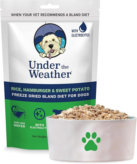 Under the Weather Bland Diet for Dogs | Easy to Digest for Sick Dogs |Always Be Ready| Contains Electrolytes - Natural Freeze Dried 100% Human Grade Meats| 1 Pack- Rice, Hamburger & Sweet Potato - 6oz