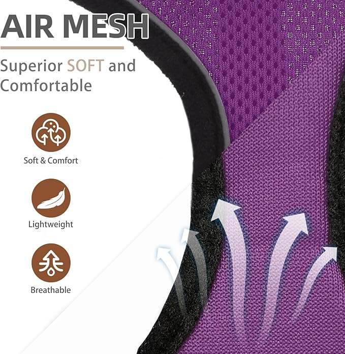 PUPTECK Soft Mesh Dog Harness and Leash Set Pet Puppy Cat Comfort Padded Vest No Pull Harnesses, Solid Purple, M