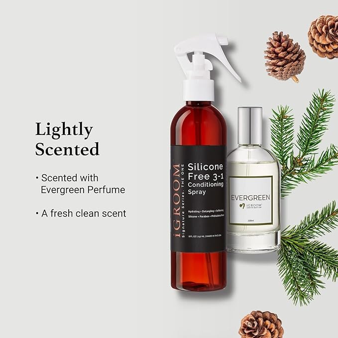 iGroom Silicone Free 3-1 Dog Conditioning/Detangling Spray, Luxury Pet Beauty Care, Hydrating, Paraben and Phthalates Free, Made in USA, 8 oz