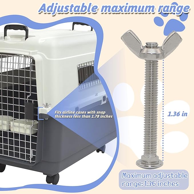 20 Sets Pet Carrier Replacement Fasteners - Heavy Duty Stainless Steel Bolts and Nuts for Kennel - Dog and Cat Replacement Parts, M650-W