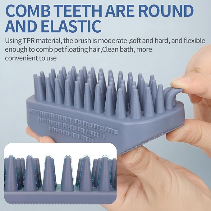Dog Grooming Brush Pet Shampoo Bath Rubber Bristles Soothing Massage Curry Comb for Doggy Long & Short Hair Dog Scrubber Professional Quality Dog Wash Brush