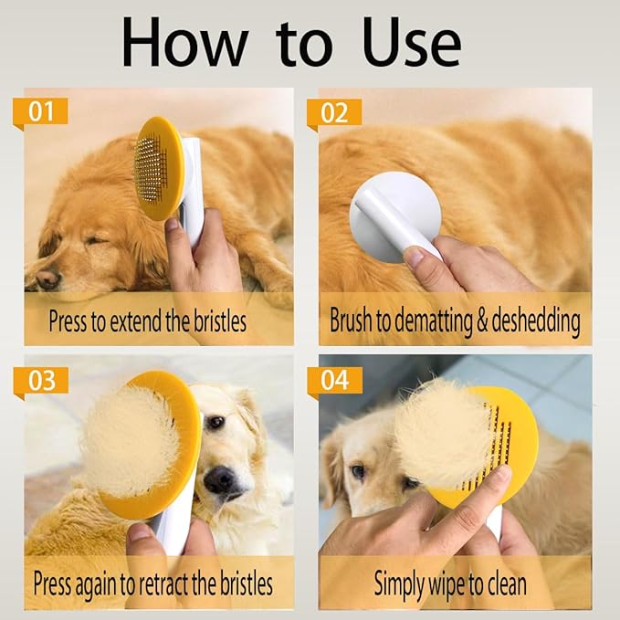 Dog & Cat Brush with Release Button,Cat brushes for indoor cats,Cat & dog brush for shedding,Slicker brush for dogs & cats,Cat grooming brush,Pet hair removal tool,Dog brush for short haired dog