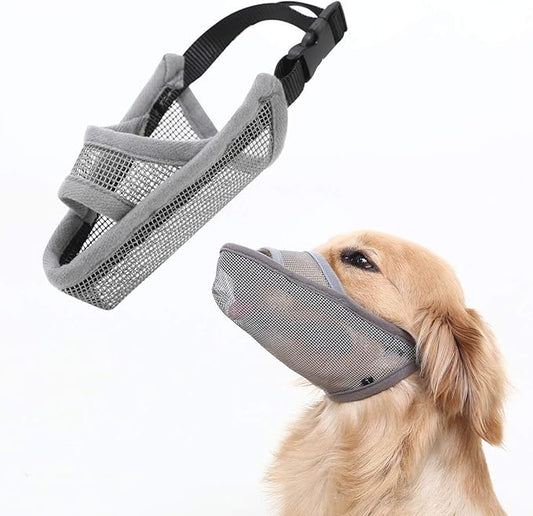 Crazy Felix Nylon Dog Muzzle for Small Medium Large Dogs, Air Mesh Breathable and Drinkable Pet Muzzle for Anti-Biting Anti-Barking Licking (S, Grey)