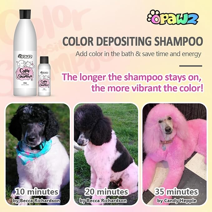 OPAWZ Color Depositing Shampoo for Dogs, Semi-Permanent Dog Hair Dye Coloring Safe Shampoo, Non-Toxic Colorwash Shampoo for Pets (Purple, 16.94 fl.oz / 500mL)
