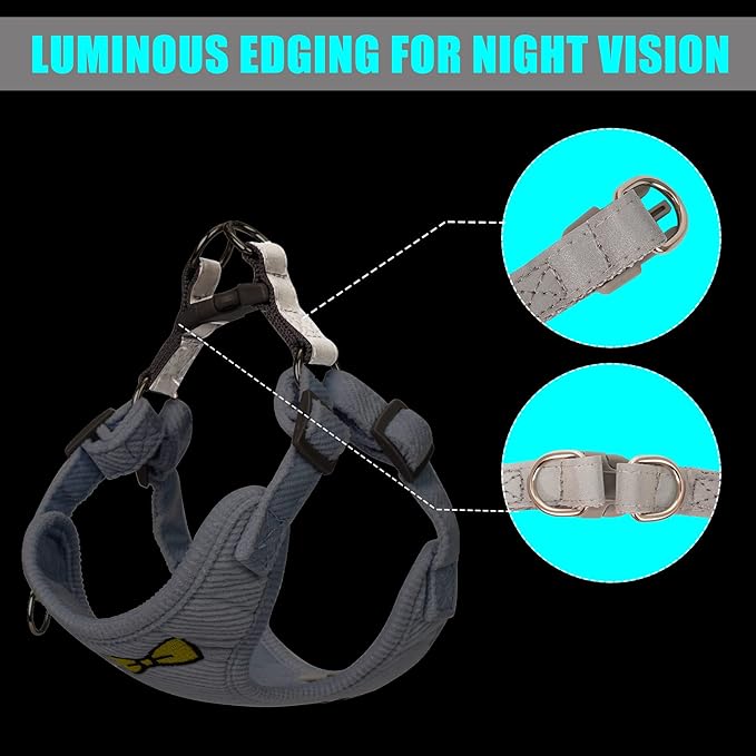 No Pull Dog Harness with Leash Pet Soft Vest Harness and Leash Set Dog Cat No Choke Escape Proof Harness Reflective Step in Harness for Small Medium Dogs Cats (Baby Blue, Large)