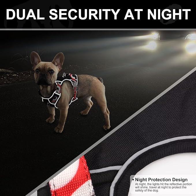 No Pull Dog Harness and Leash Set,Reflective Dog Harness with Easy Control Soft Handle,Adjustable and Comfortable for Easy Walking,Fit Small Medium Large Breed Dogs,Black,M