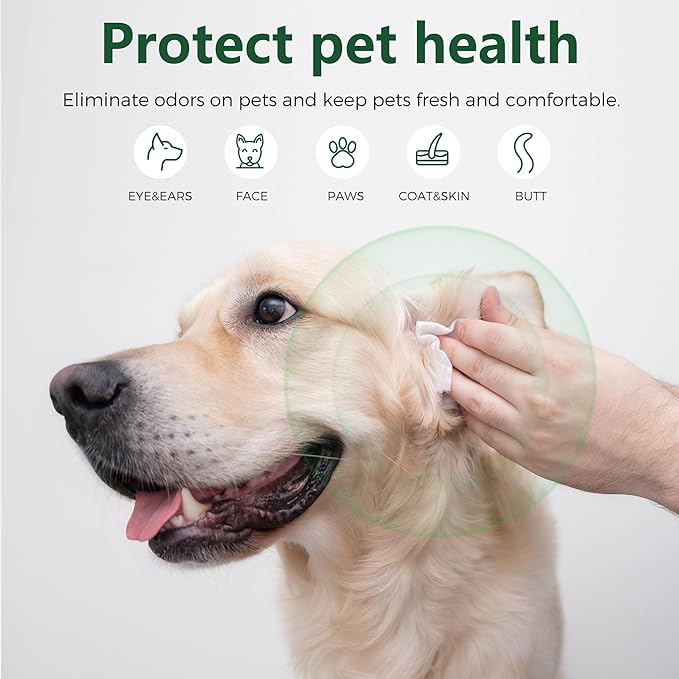 Dog Wipes, 100 Count Pet Grooming Wipes, Conditioning Shine Coat, Cleaning and Deodorizing, Pet Wipes for Dogs & Cats, for Sensitive Skin (Aloe Vera)