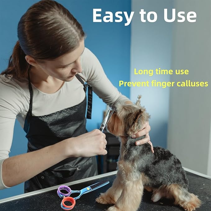 40Pcs Shear Grips Inserts,Soft Silicone Scissors Finger Rings for Comfortable Dog Clipping and Pet Hair Trimming 8 Colors